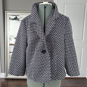Alfani | Black and White Patterned Pea Coat